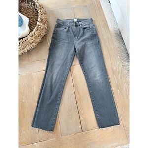 Edwin Jeans Women Bree Washed Black 27 Straight Leg High Rise Raw Hem EW2003QRZ